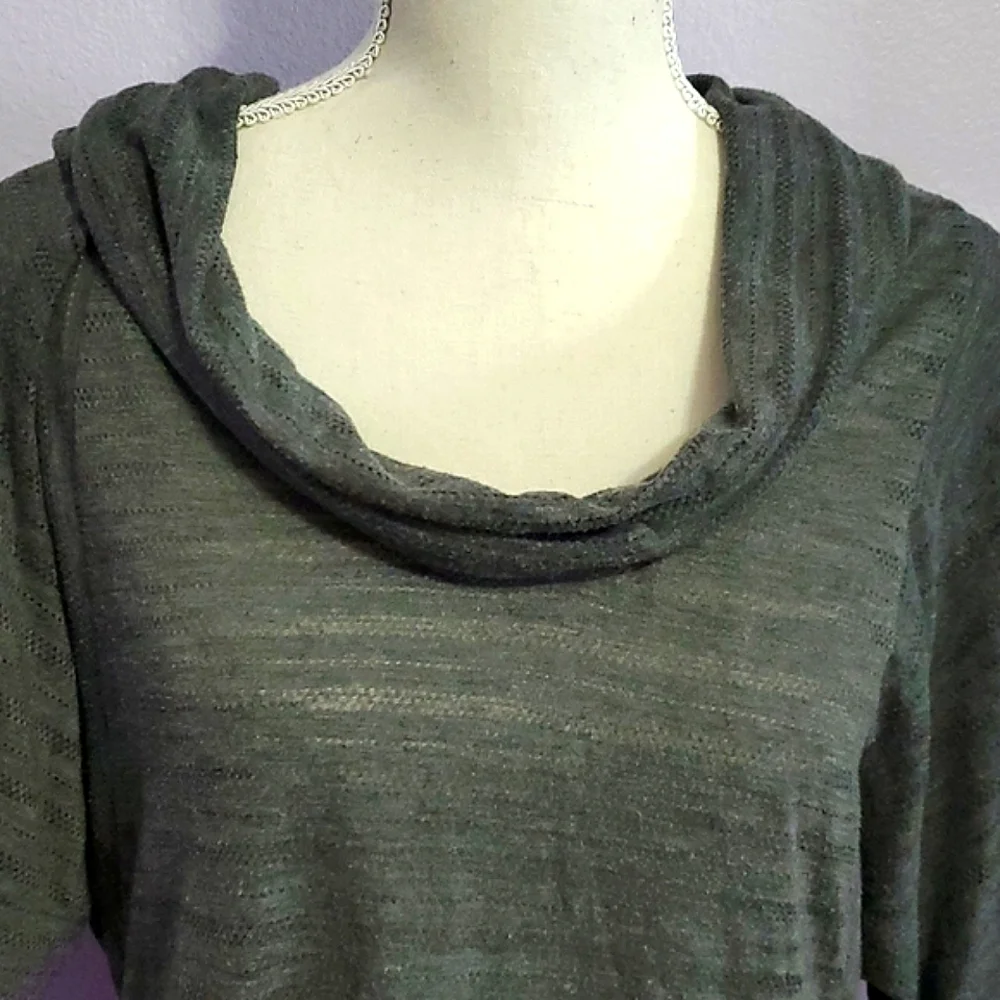 Agenda Charcoal Textured Knit Bat Sleeve Slouchy Comfy Soft Knit Top